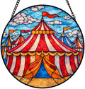 9.84 Inch Stained Glass Window Hanging Suncatcher Circus Tent Colorful Glass Panel Sun Catcher for Window Festival Big Top Window Hanging Decor for Home Housewarming Gift by Unknown