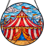 9.84 Inch Stained Glass Window Hanging Suncatcher Circus Tent Colorful Glass Panel Sun Catcher for Window Festival Big Top Window Hanging Decor for Home Housewarming Gift by Unknown