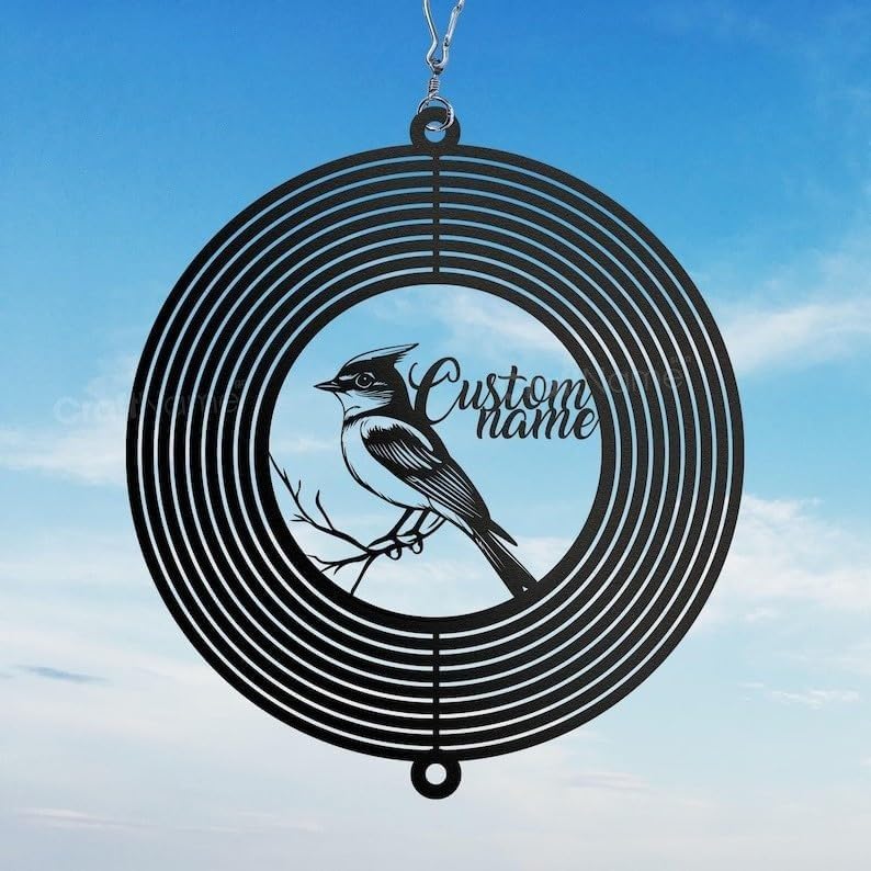 Personalized Bluebird Metal Wind Spinner, Custom Bird Hanging Yard Art, Nature Inspired Outdoor Decor (Bluebird Garden Wind Spinner) - Image 3