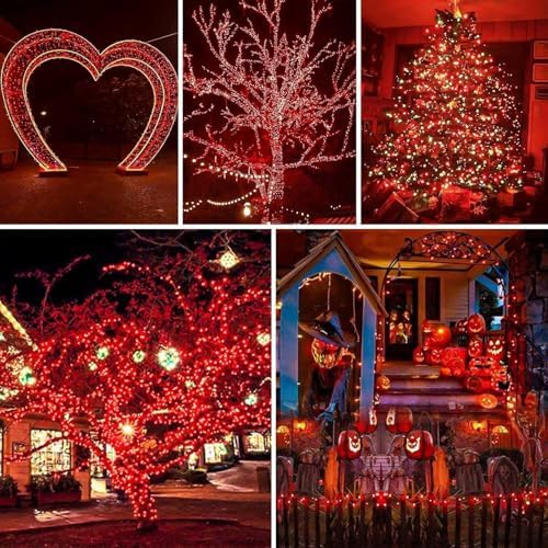 Solar Christmas Lights Outdoor 2 Pack 170FT 480 LED Solar String Lights Red - Image 2