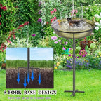 38.6in Bird Baths for Outdoors, Detachable Birdbaths for The Garden Clearance, Freestanding Bird Baths for Outdoors, Bird Bath Bowl Spa & Birdfeeder with Metal Stake Stand (Retro Gold) - Image 3