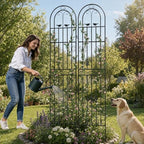 87x20 Inch Metal Garden Trellis for Climbing Plants Outdoor, Sturdy Wrought Iron Tall Plant Support for Roses Ivy Clematis Jasmine Cucumber Peas, Decorative Wire Lattice Panels (2 Pack) - Image 5