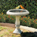 Kante 24.25 Inch Tall Handmade Concrete Birdbath, Elegant Outdoor Garden and Backyard Decor, Textured - Image 2