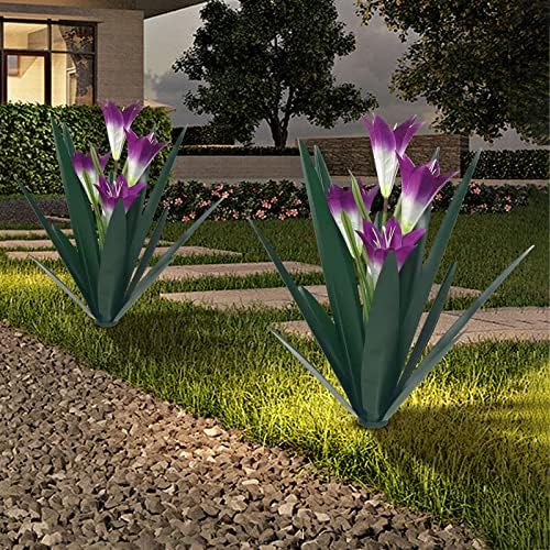Homight Metal Agave Plant Outdoor Decoration Lily Mexican Yard Art Garden Gift Home Decor Hand Painted Metal Agave Garden Yard Statue, Outdoor Lawn Ornaments(3 Big Purple Lilies) - Image 6