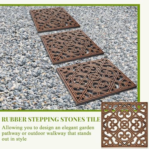Pangda 8 Pcs Rubber Stepping Stones Outdoor, Copper, Cross - Image 4