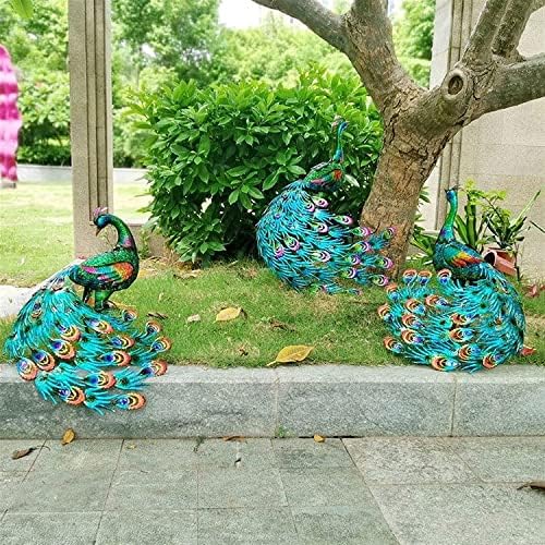 Ujicde 22.8Inch Peacock Statue Garden Ornaments Outdoor, Large Standing Metal Peacock Garden Sculpture, Garden Bird Art Decor for Yard Porch Patio (Color : A) - Image 3