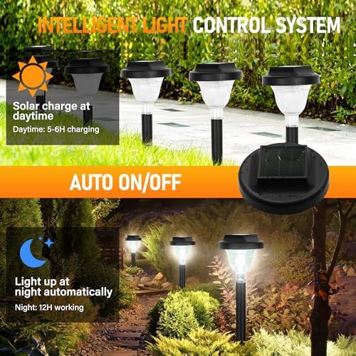 Siatom Solar Pathway Lights 10 Pack, Bright Solar Path Lights Outdoor Waterproof IP65, Walking Path Solar Lights for Outside, Garden, Lawn, Walkway, Yard (Cold White) - Image 5