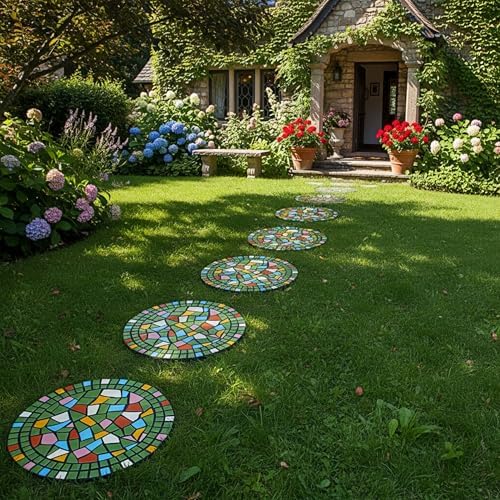 Garden Green Decoration Mosaic Anti Slip Stepping Stones 12“ - Image 3