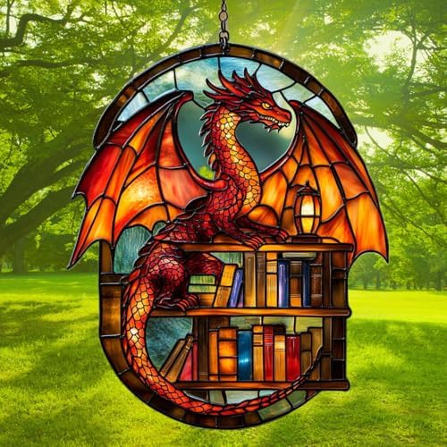 Books and Dragon Acrylic Suncatcher - Image 3