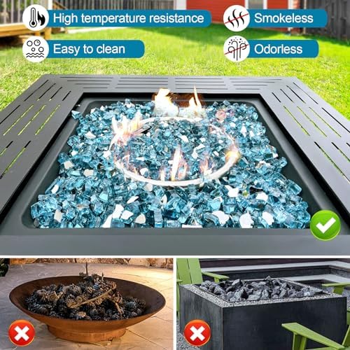 GasSaf 1/2" Caribbean Blue Fire Glass Reflective Tempered Fireglass, 20lb - Image 4
