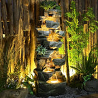 Sunlinua 58" H Cascading Realistic Rock Outdoor Water Fountain with 7 Tiers by Sunlinua