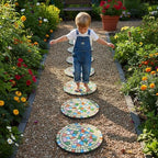 Outdoor Circular Mosaic Anti Slip Stepping Stones, Beige 12“ - Image 5