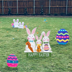 YEAHOME 3 Metal Bunny Decorative Garden Stakes for Easter Decor, Grey, Outdoor Decoration, Cottage Style, Water Resistant, Happy Easter Yard Sign - Image 6