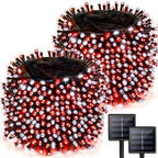 Solar Christmas Lights Outdoor 2 Pack 480 LED Solar String Lights Red White by Albelt