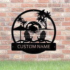 Dolphins Sea Sunset Beach Custom Name Sign Metal Wall Art Personalized Last Name Plaque Outdoor Metal Wall Art Personalized Gift for Wedding/Housewarming - Image 5