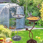 Bird Bath Garden for Outside, Vintage Metal Birdbaths Bowl with Roman Pedestal for Outdoors, Standing Bird Bath Bowl Birdfeeder for Yard Lawn Decor (Vintage Copper - Hummingbird) - Image 7