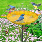 Metal Bird Bath for Outside,41.5" Freestanding Garden Birdbath Bowl by YALINKA