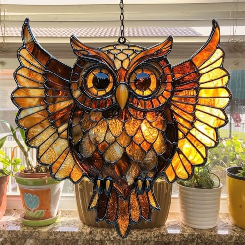 Owl Tiffany Style Acrylic Suncatcher - Image 4