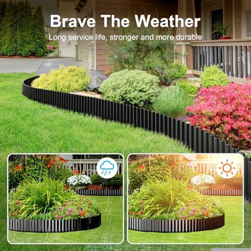 Land Guard Corrugated Garden Edging Border, 6"×25' Landscape Paver Edging, Tall Landscape Edging, Fence for Garden, Flower Bed, Lawn and Landscape Edging (Black) - Image 4