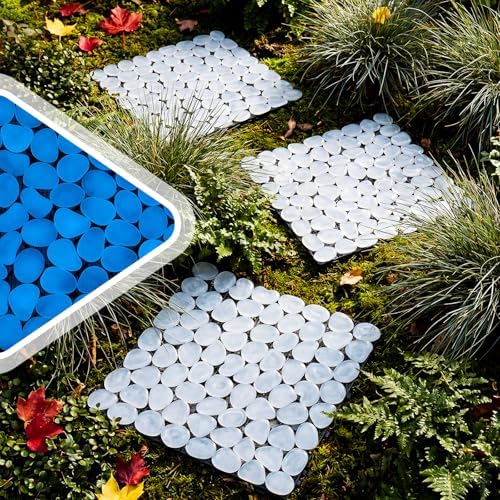 6 Pcs Glow in The Dark Stepping Stones Garden, Square, White - Image 4