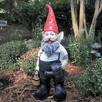 Gardener Gnome Holding a Watering Can and Garden Tool Bag Home & Garden Gnome Statue 21" H - Image 2