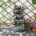 Outdoor Indoor Bird Water Fountain 5-Tier Cascading Rock Waterfall with LED - Image 6