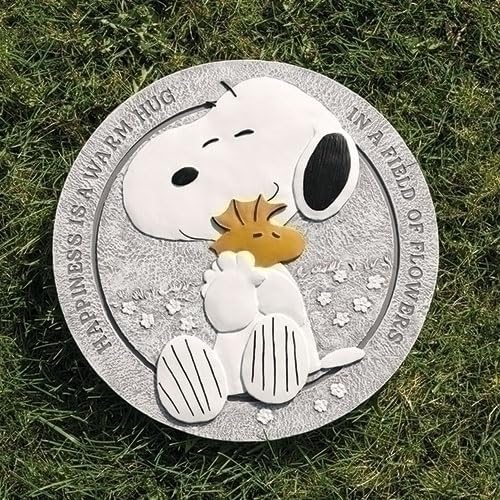 Roman Snoopy Hug Stepping Stone, 12-inch Diameter, Resin, Home, Garden, Outdoor - Image 2