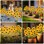 ZFNN Solar Garden Lights Outdoor, 4 Pack Sunflower Lights, Waterproof Decor - Image 5