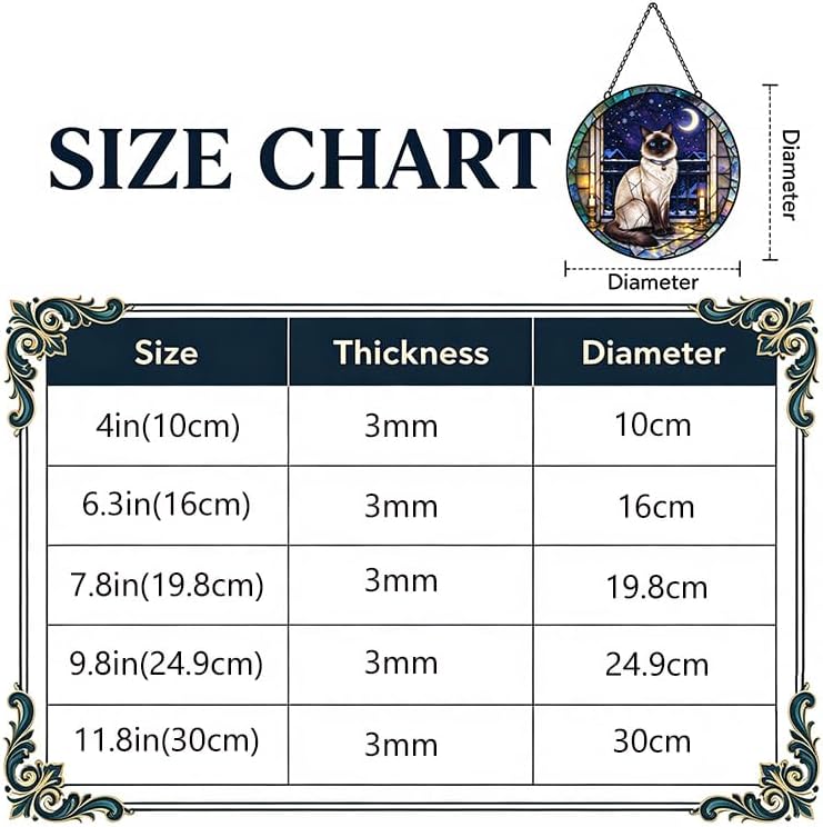 Stained Glass Window Hanging Balinese Cat Suncatcher Gifts for Girls 11.8" - Image 2