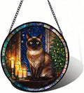 Stained Glass Window Hanging Burmese Cat Suncatcher Gifts for Niece 11.8" by Unknown