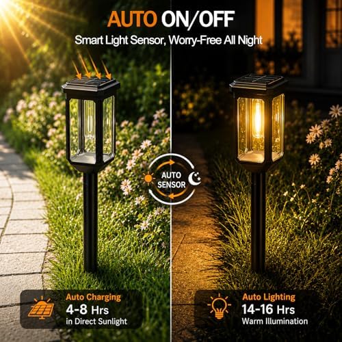 Tenmiro Solar Pathway Lights Outdoor 8 Pack, Bright Solar Garden Lights - Image 4