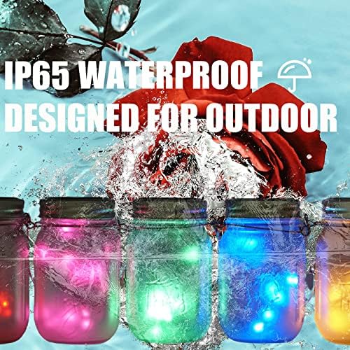 10 Pack 30 LED Solar Mason Jar Lid String Lights,Fairy Lights String Lids Lights Including 10 Pcs Hangers,for Indoor Outdoor Wedding Patio Garden Party Decorations Gift(No Jars) (5 Colors) - Image 5