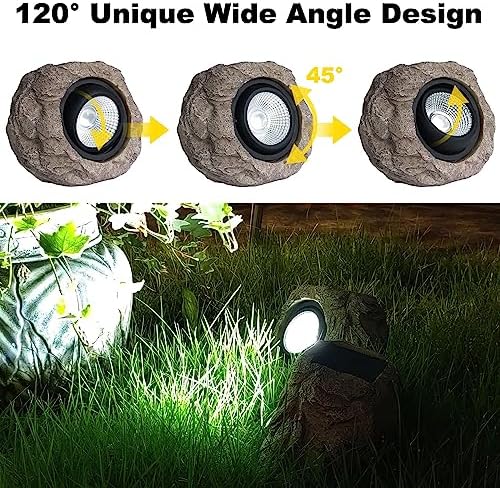 Candieslife Solar Rock Lights Outdoor Garden Waterproof - Super Bright LED Solar Spotlights, Solar Powered Landscape Path Decorative Garden Stone Lights for Pathway, Walkway, Yard, Patio (2 Pack) - Image 5