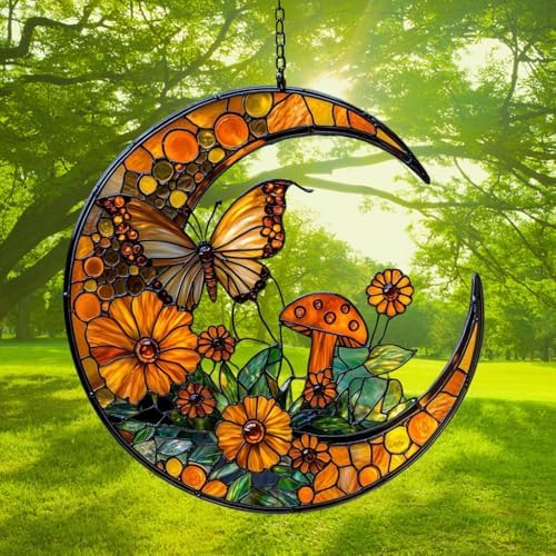 Boho Forest Mushroom Butterfly Acrylic Suncatcher - Image 3