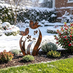 Bird & Wildflower Metal Garden Stake, Bird & Wildflower Metal Yard Art Flower Garden Stakes, Decorative Outdoor Plant Stake with Rusty Paint Process for Lawn Yard Garden Patio (1PCS) - Image 5