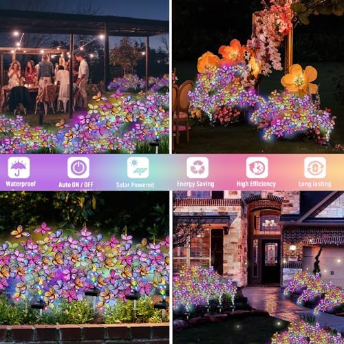 Solar Garden Lights Outdoor, Waterproof Solar Butterfly Lights 4 Pack Willow Vine Light with 80 LED 33 Butterfly Colorful Lighting for Garden Yard Lawn Outdoor Decor, Gift for Mom Women Mother's Day - Image 6