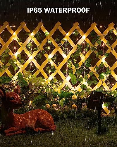 Solar String Lights, 2 Packs Total 66Ft 200 LED Fairy Lights with Ivy - Image 4