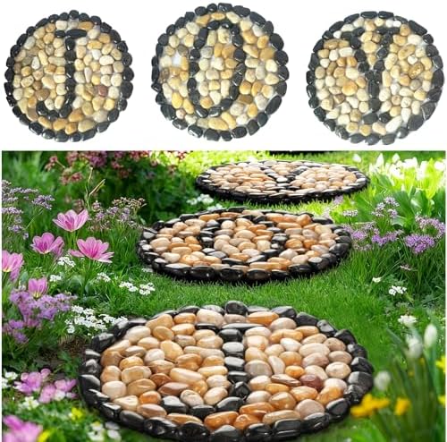 12in Large Outdoor Garden Stone for Patio, 3pcs Pack Joy Design for Christmas Scene,Also for Building Design on the Front of House by EYZH