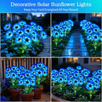MRHEPHAESTUS Solar Garden Lights Outdoor, 4 Pack Solar Blue Sunflower Lights with 24 Head 3.5 Inch Flowers, Waterproof Flowers Light Fall Decor Auto ON/Off for Garden Yard Patio, Gifts for Mom Women - Image 6