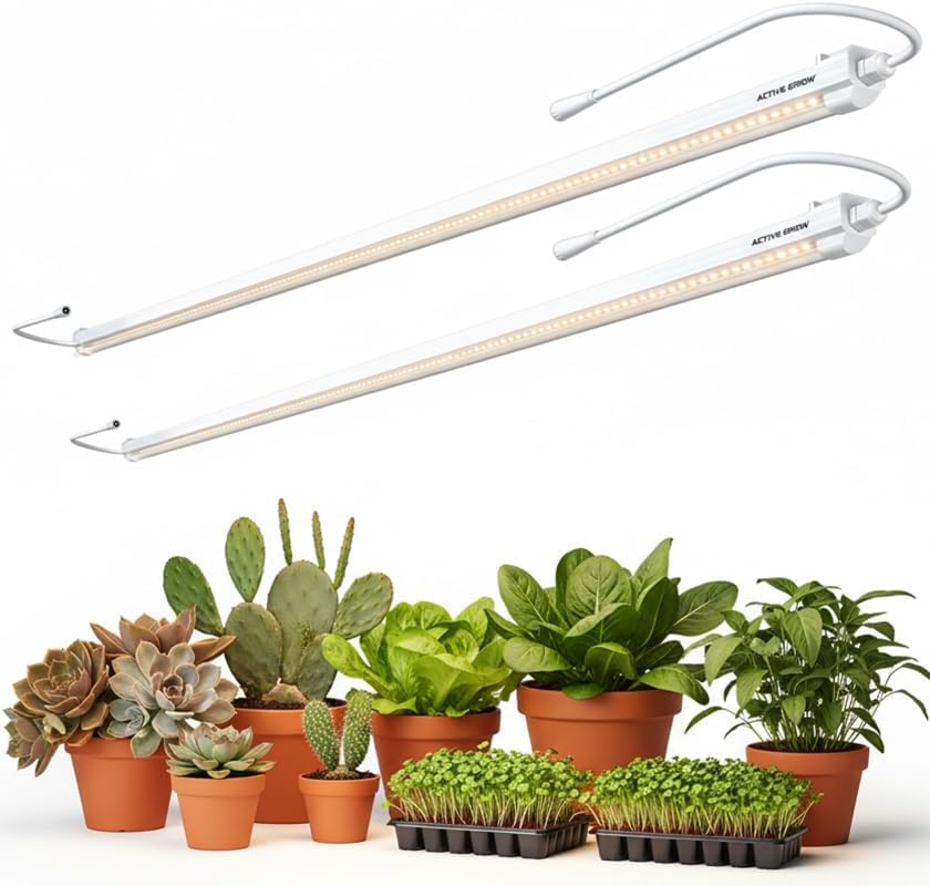 Active Grow LED Grow Light – 4FT Sun White Full Spectrum, High CRI 95-2-Pack, 24W, IP65 Waterproof, 120-277V, Daisy Chain, Ideal for Indoor Plants, Flowers & Greens by ActiveGrowSustainableHorticulturalLighting
