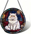 Stained Glass Window Hanging Persian Cat Suncatcher Gifts for Mom 9.8" by Unknown