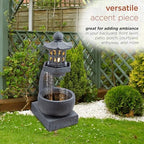 Alpine Corporation DIG370 31" Outdoor Zen Pagoda Water Fountain with LED Lights & Illuminated Stone Bowl – Tranquil Garden Water Feature for Relaxation and Ambiance, Gray - Image 5
