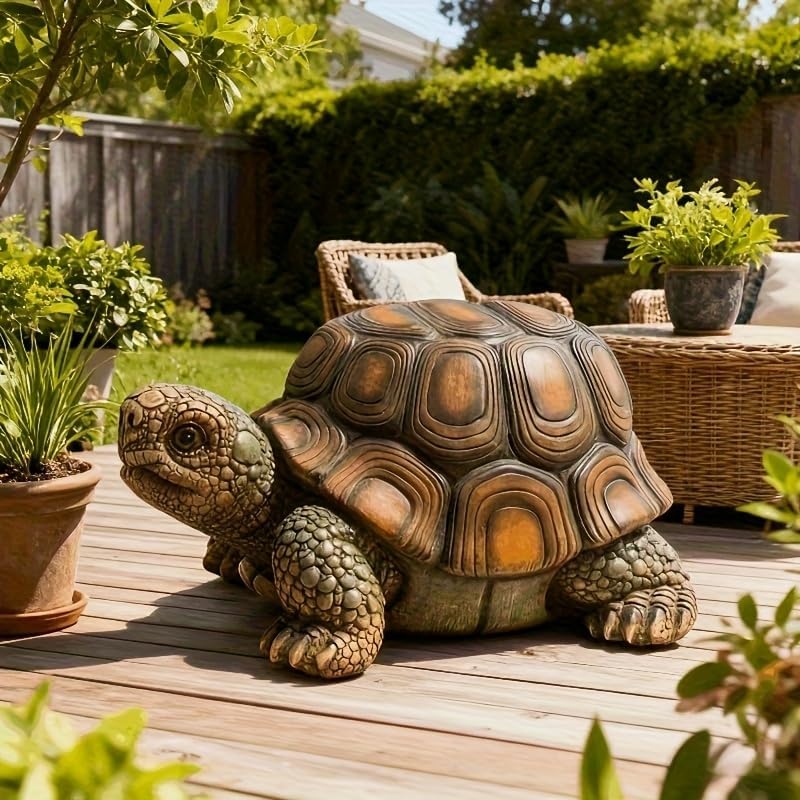 18" Large Resin Turtle Garden Statue Outdoor Patio Lawn Decor Brown by Unknown