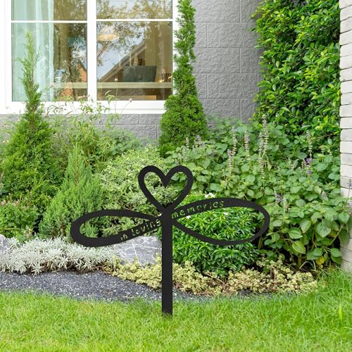 in Loving Memories Metal Garden Stake Decorative, Heart Design with Script Silhouette Statues for Yard Art, Outside, Patio, Outdoor Decor, Garden Decorations, Lawn Ornaments - 18" Black - Image 5