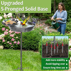 Echaprey Metal Bird Bath Outdoor Removable Bowl Heavy Duty Rustproof Gray - Image 3