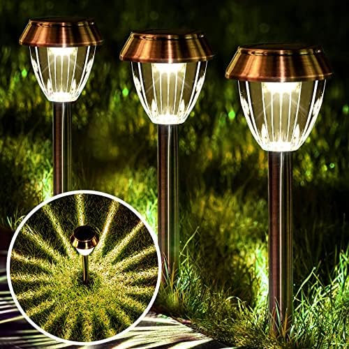 6 Pack Solar Pathway Lights Outdoor, New Upgraded Adjustable Warm & Cool White Solar Lights Outdoor Waterproof, Solar-Powered Garden Light for Path, Walkway, Yard, Driveway, Lawn, Backyard Decor by Solatino