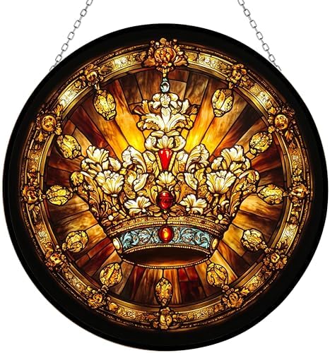 9.84 Inch Celestial Crown Stained Glass Window Hanging Suncatcher Suncatcher Stained Glass Christmas Halloween by Unknown