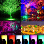 MIWAT 20W 2Pack LED Flood Light, Plug in RGB LED Color Changer Lamp with Remote, IP68 Waterproof Outdoor Floodlights for Wedding, Garden, Playground, Party - Image 2