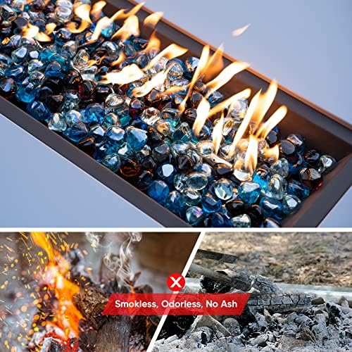 Mr. Fireglass 1 Inch Diamond Fire Glass, Caribbean Blue+Crystal Ice+Amber - Image 3