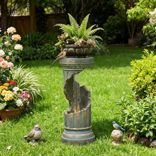 Sunlinua Modern Spiral Outdoor Water Fountain with LED Light - Image 4